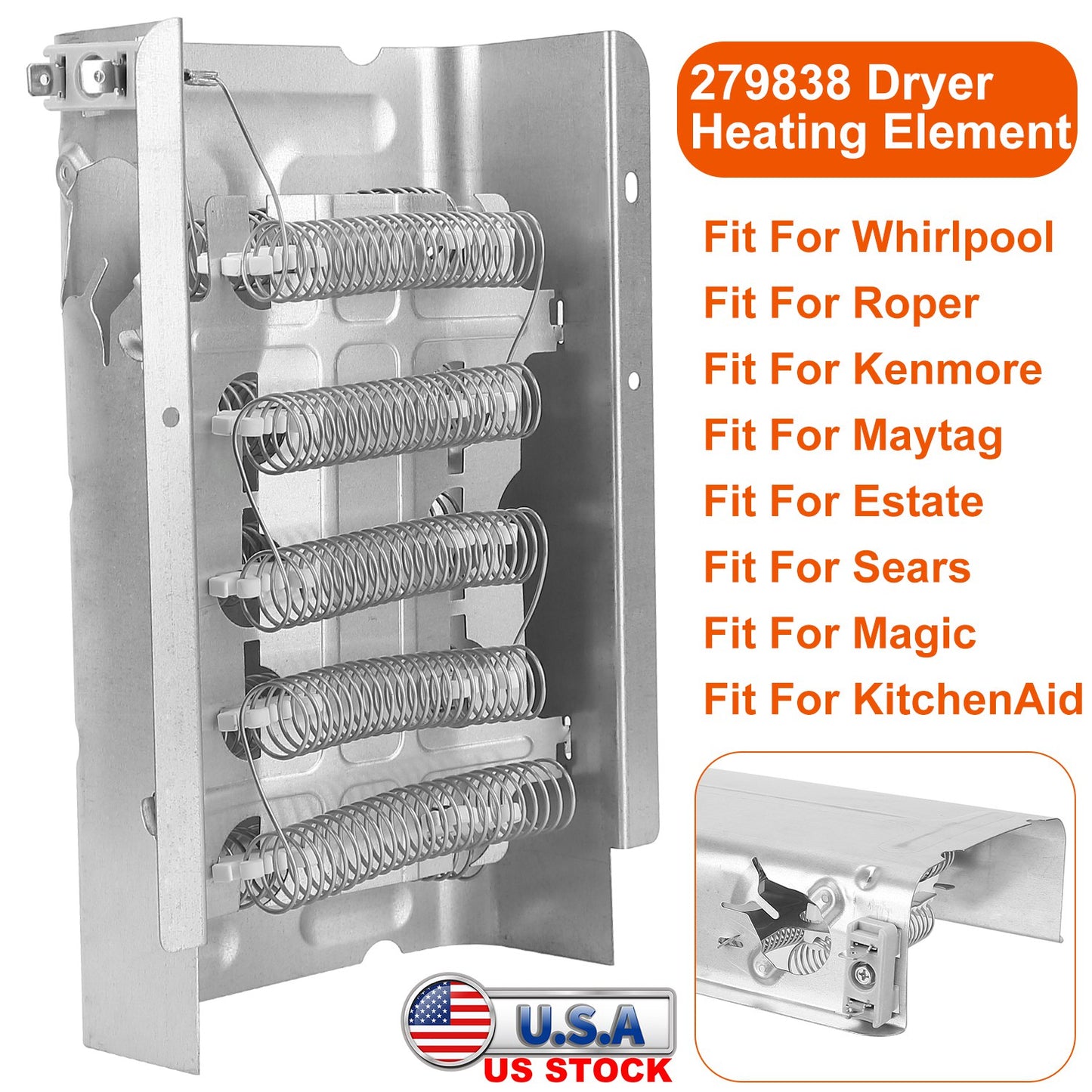Dryer Heating Element 279838 Replacement for Whirlpool Kenmore