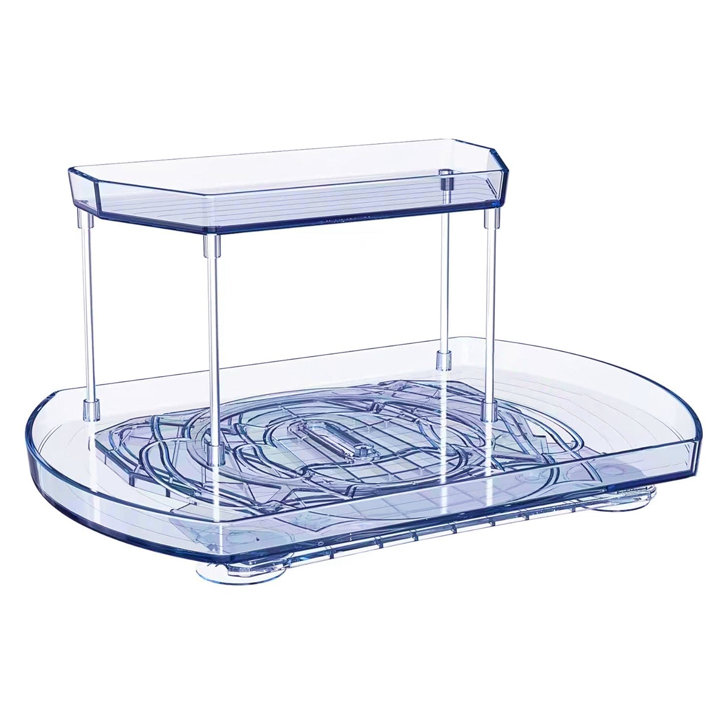 2-Tier Turntable Organizer with 360° Rotating Slide Rail