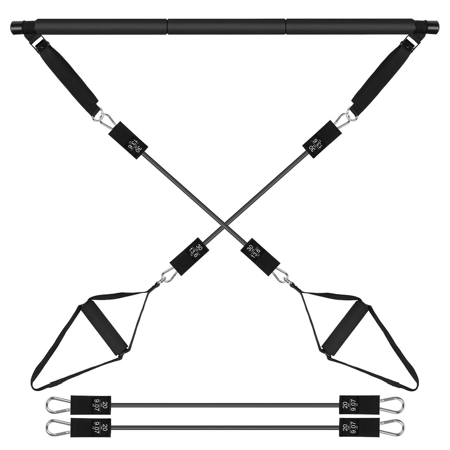 Pilates Bar Kit with 100LBS Resistance Bands & Accessories