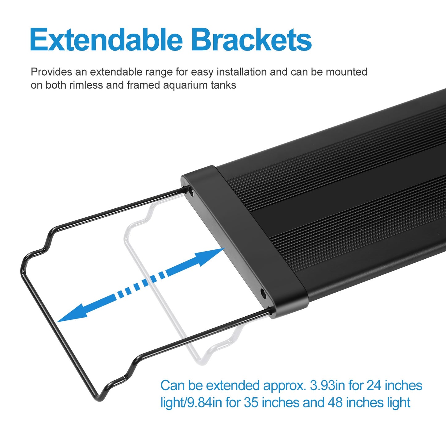 Full Spectrum LED Aquarium Light with Extendable Brackets
