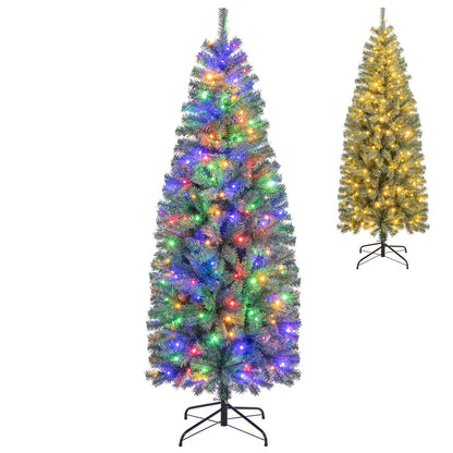 Pre-Lit Blue Artificial Christmas Tree Slim with 9 Lighting Modes