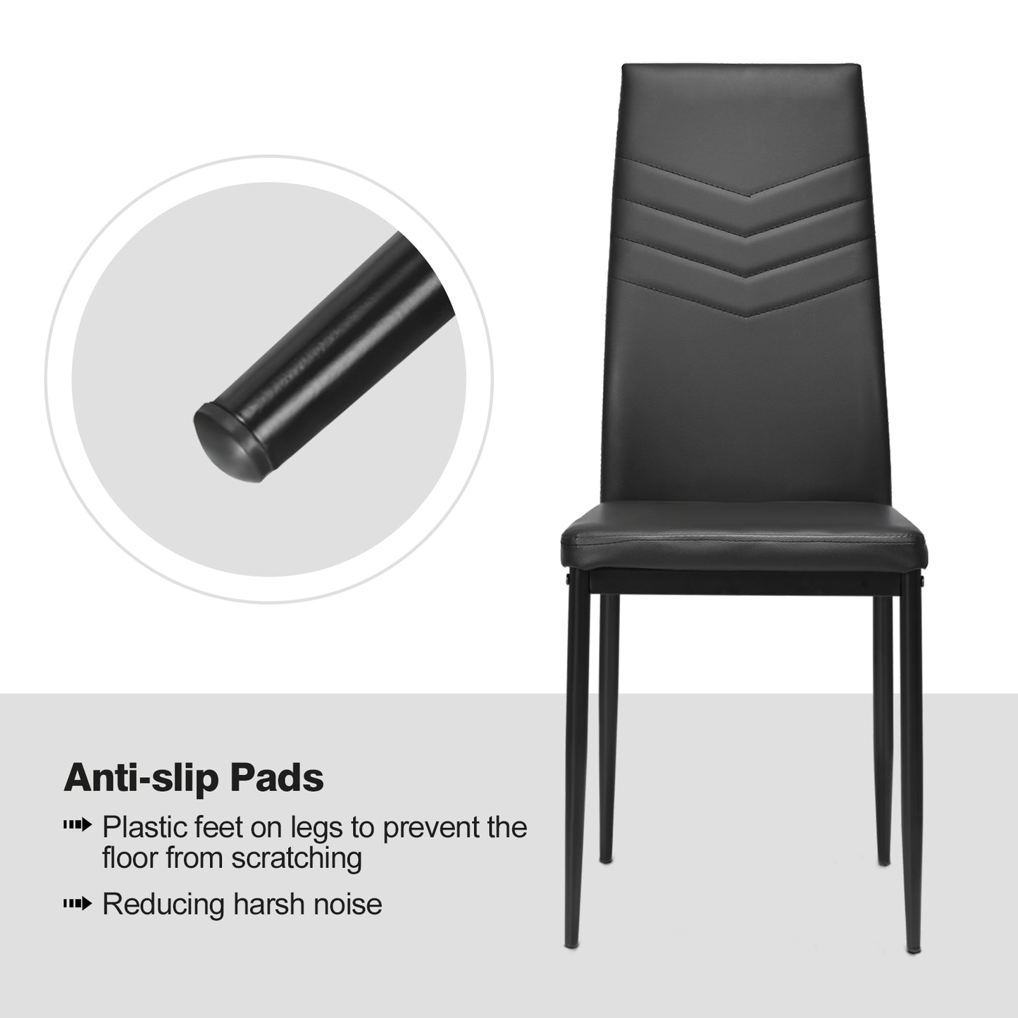 High Back Dining Chairs Set of 4 with PVC Leather