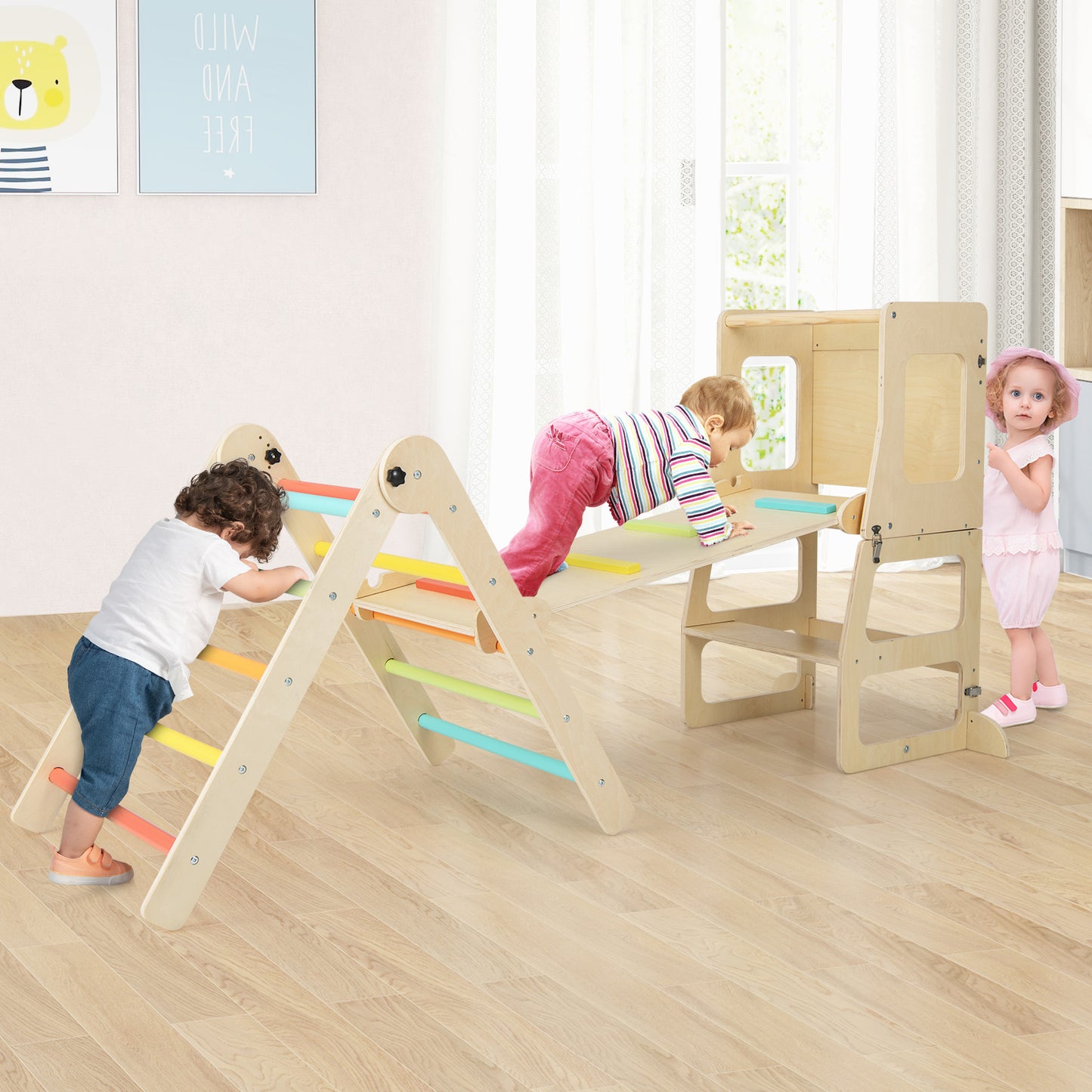 7-in-1 Toddler Climbing Toy Set with Table and Chair