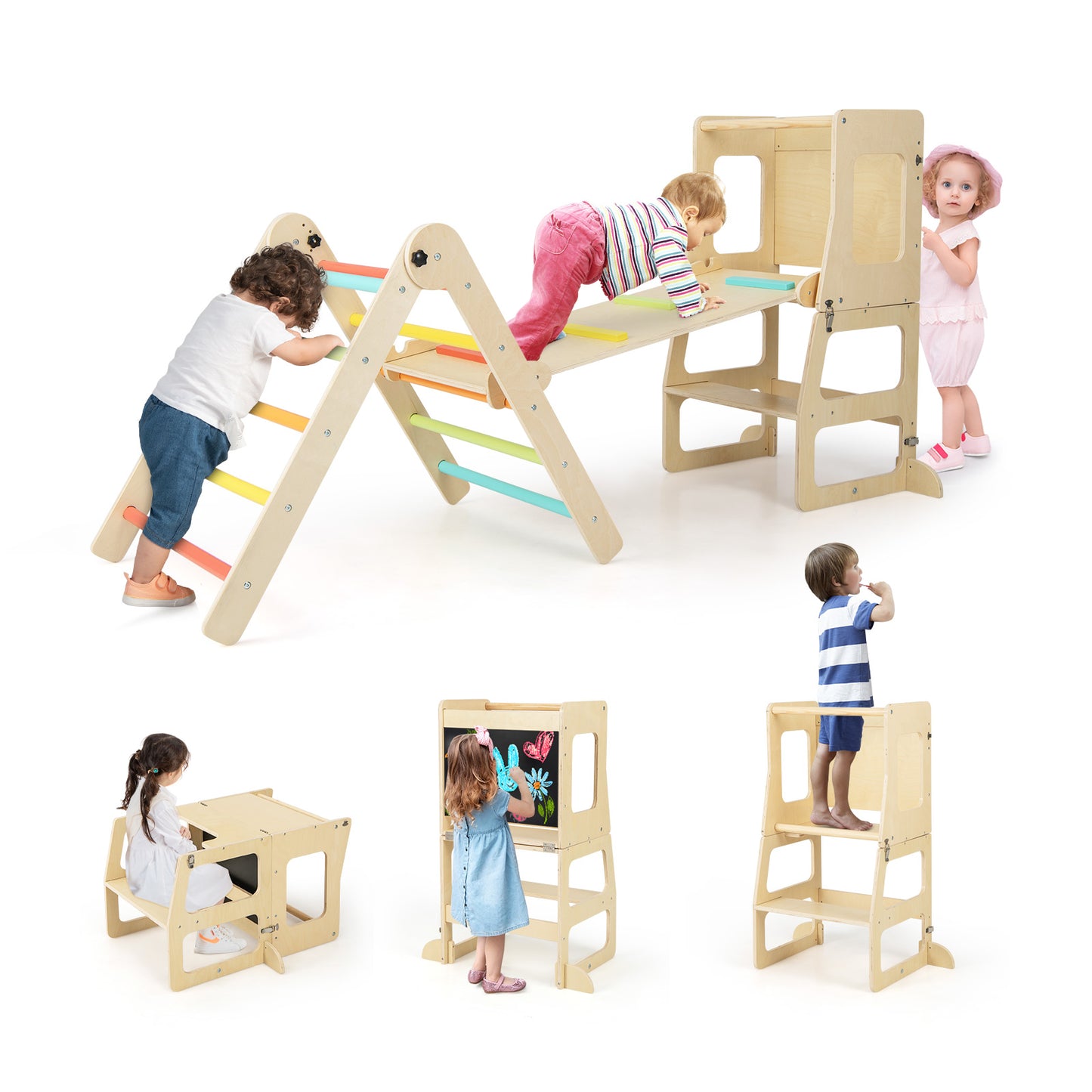 7-in-1 Toddler Climbing Toy Set with Table and Chair