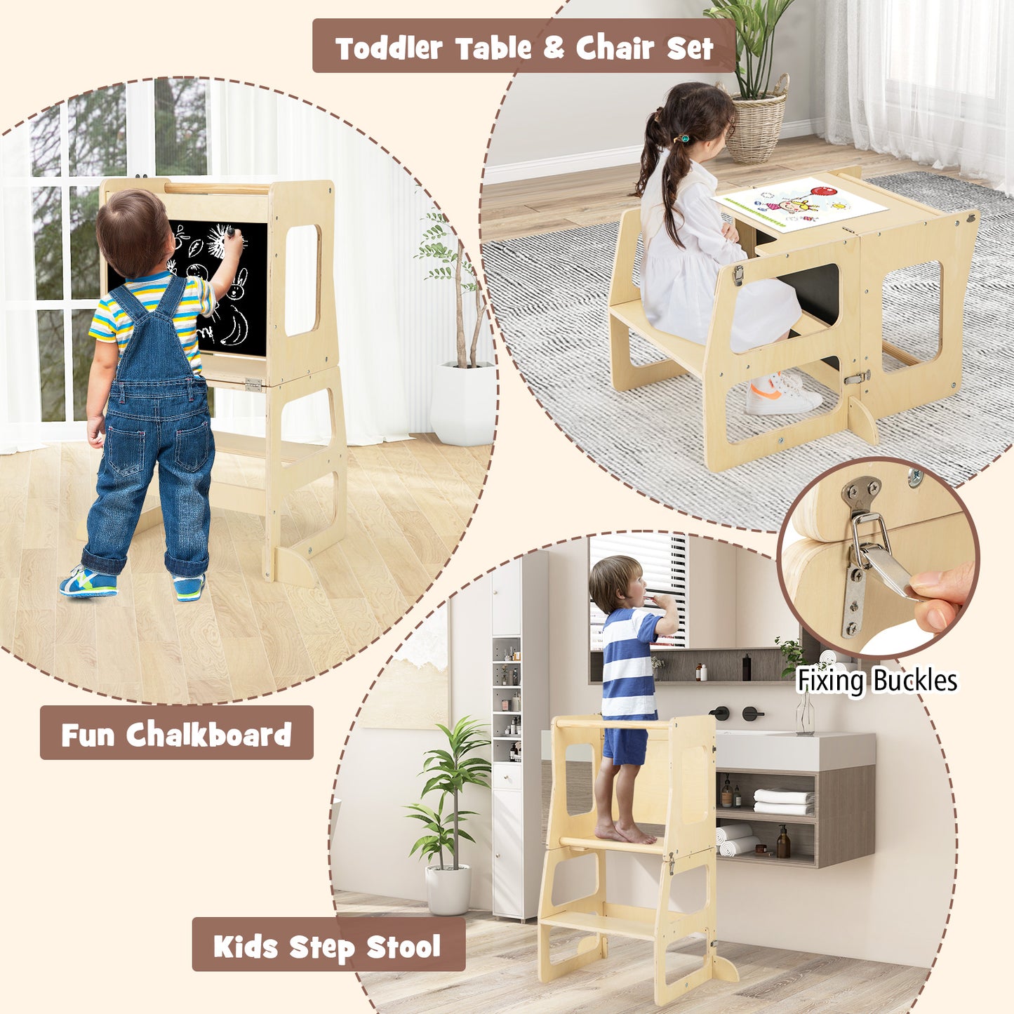 7-in-1 Toddler Climbing Toy Set with Table and Chair
