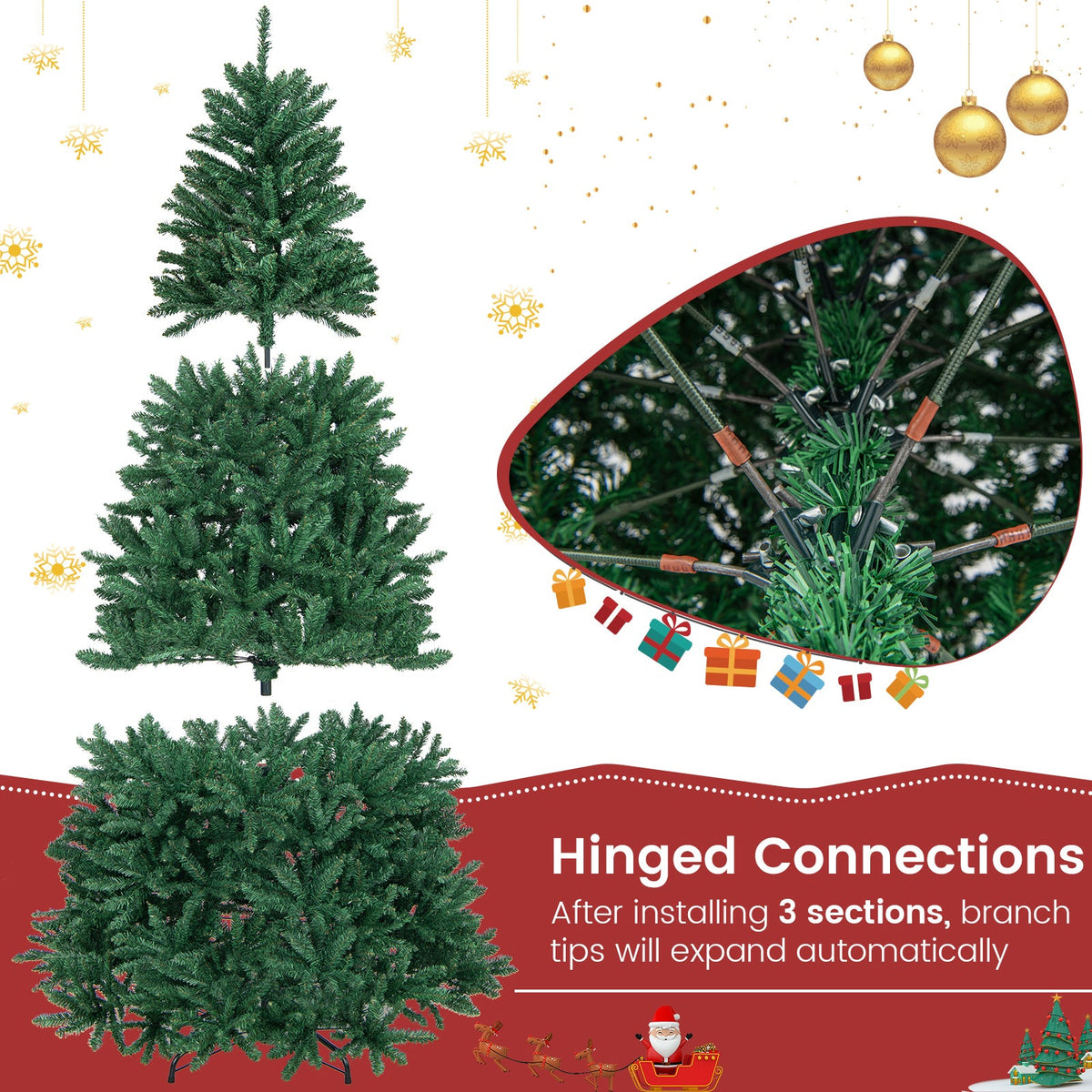 7.5 Feet Artificial Christmas Tree with Folding Metal Stand