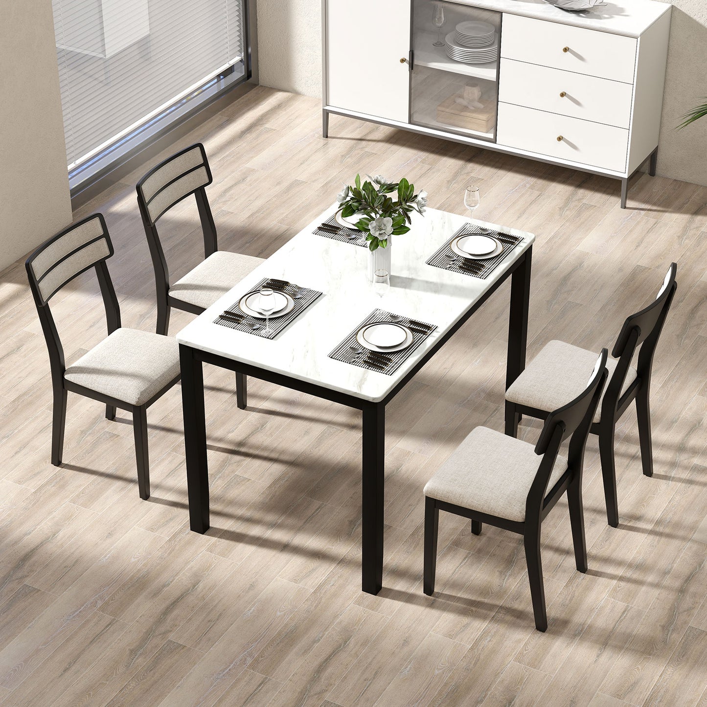 Dining Chairs Set of 4 with Tilt Backrest and Padded Seats