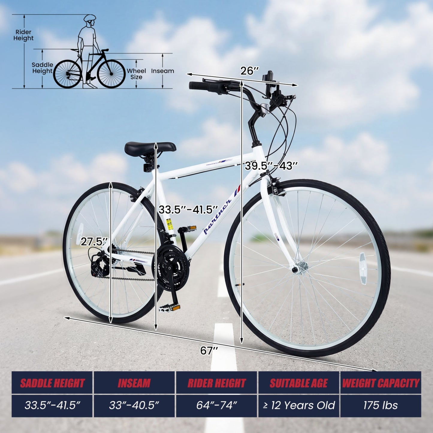 700C Hybrid Bike for Adult with 18-Speed Shimano Drivetrain and Phone Holder