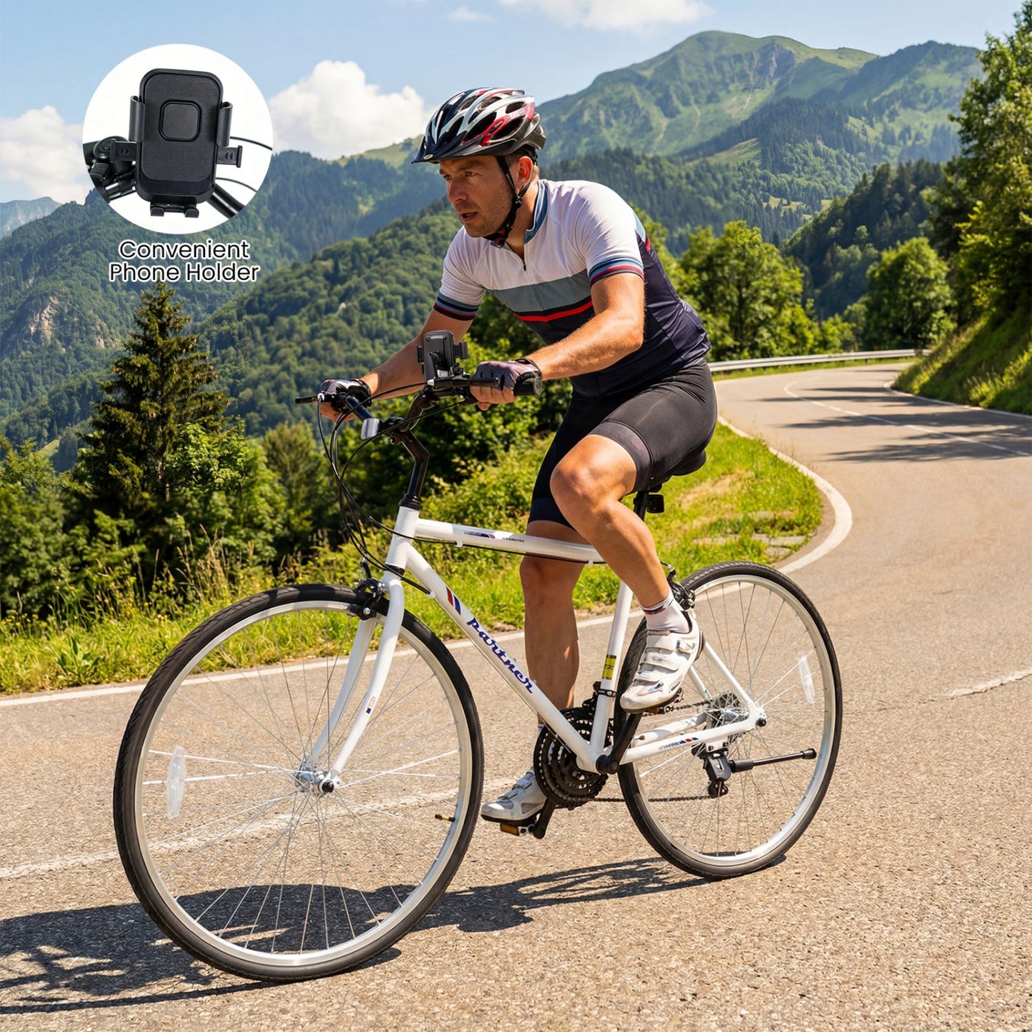 700C Hybrid Bike for Adult with 18-Speed Shimano Drivetrain and Phone Holder