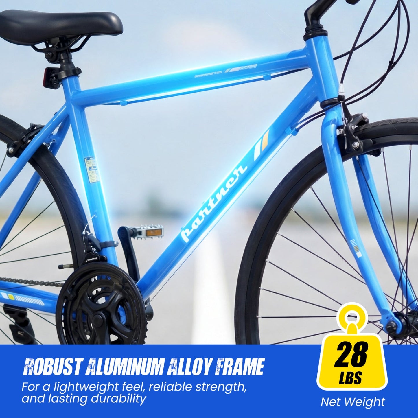 700C Hybrid Bike for Adult with 18-Speed Shimano Drivetrain and Phone Holder