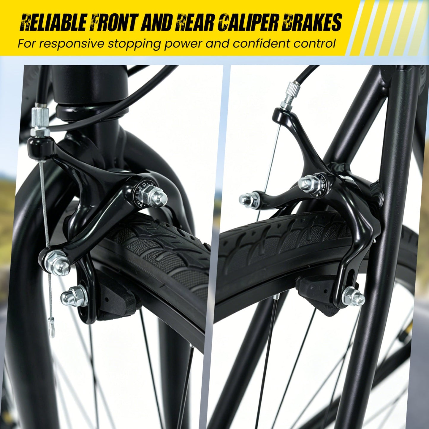 700C Hybrid Bike for Adult with 18-Speed Shimano Drivetrain and Phone Holder