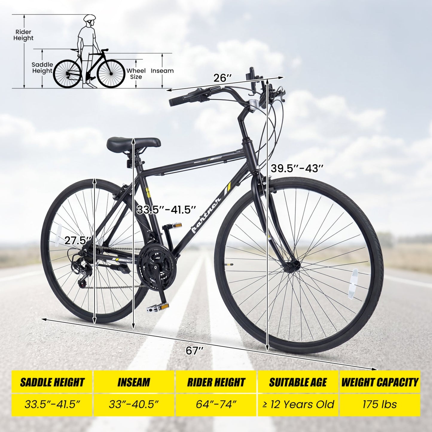700C Hybrid Bike for Adult with 18-Speed Shimano Drivetrain and Phone Holder