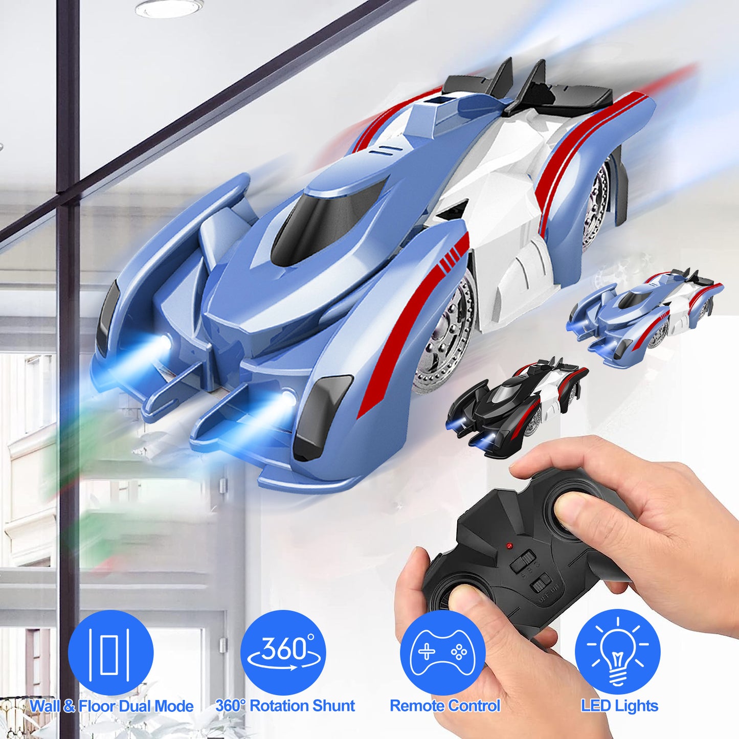 Wall Climbing RC Car with 360° Rotation and LED Lights