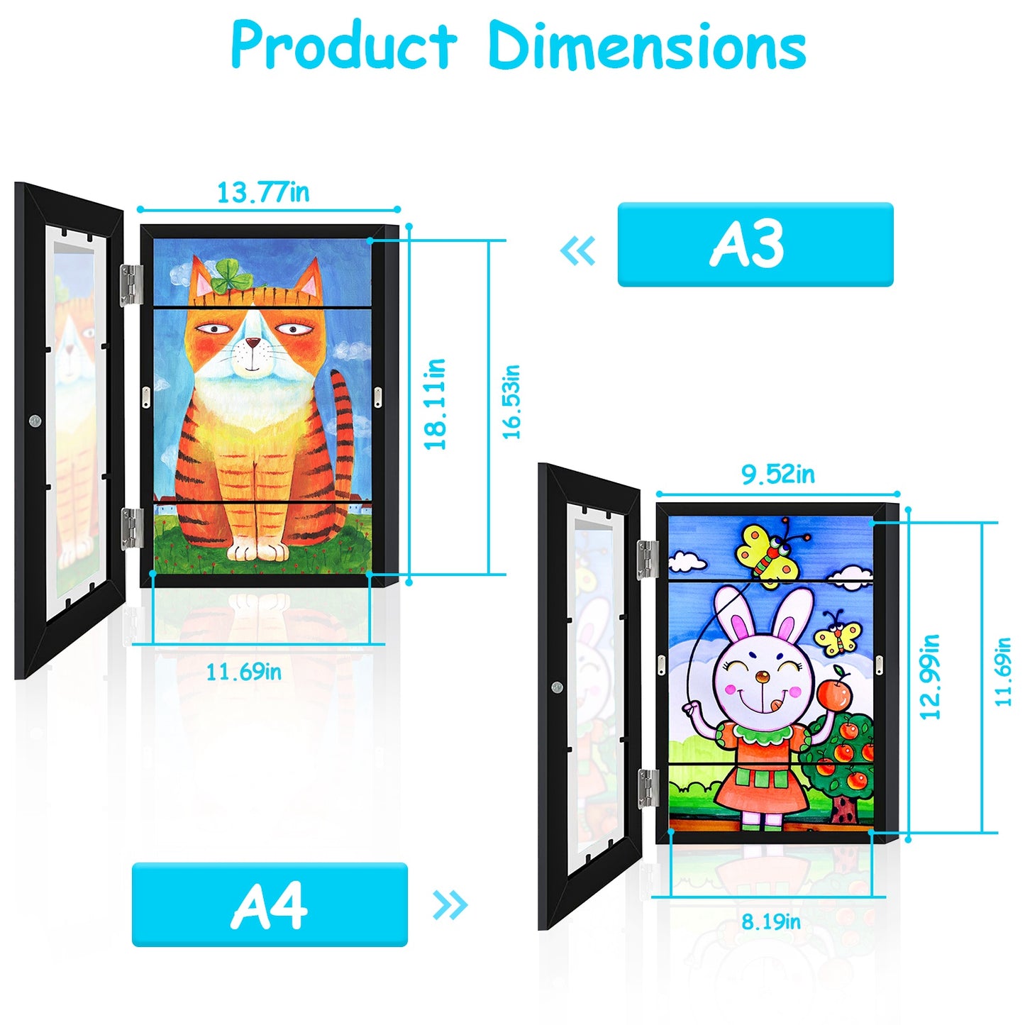 Kids Art Frame A3/A4 Front Opening Display with Storage
