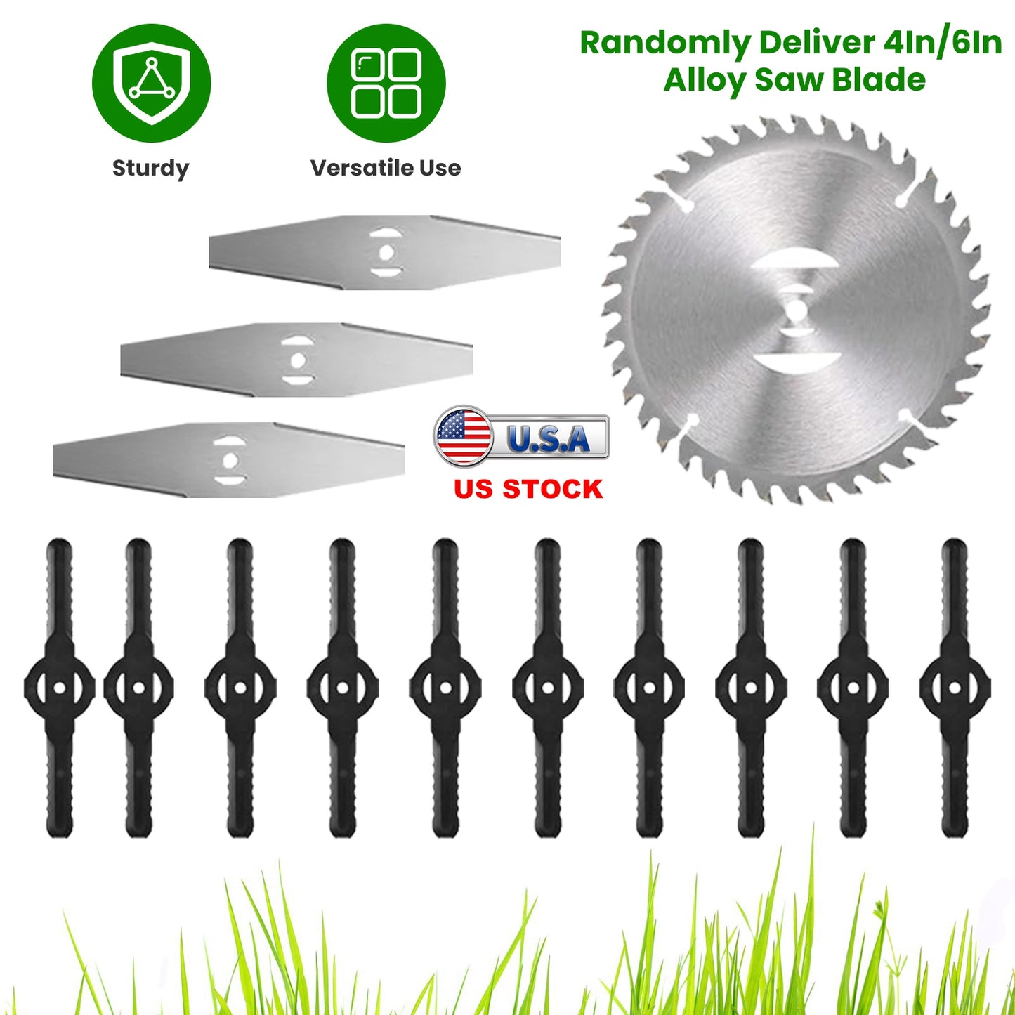 Grass Trimmer Blade Set - 14 Piece Replacement Accessory Kit