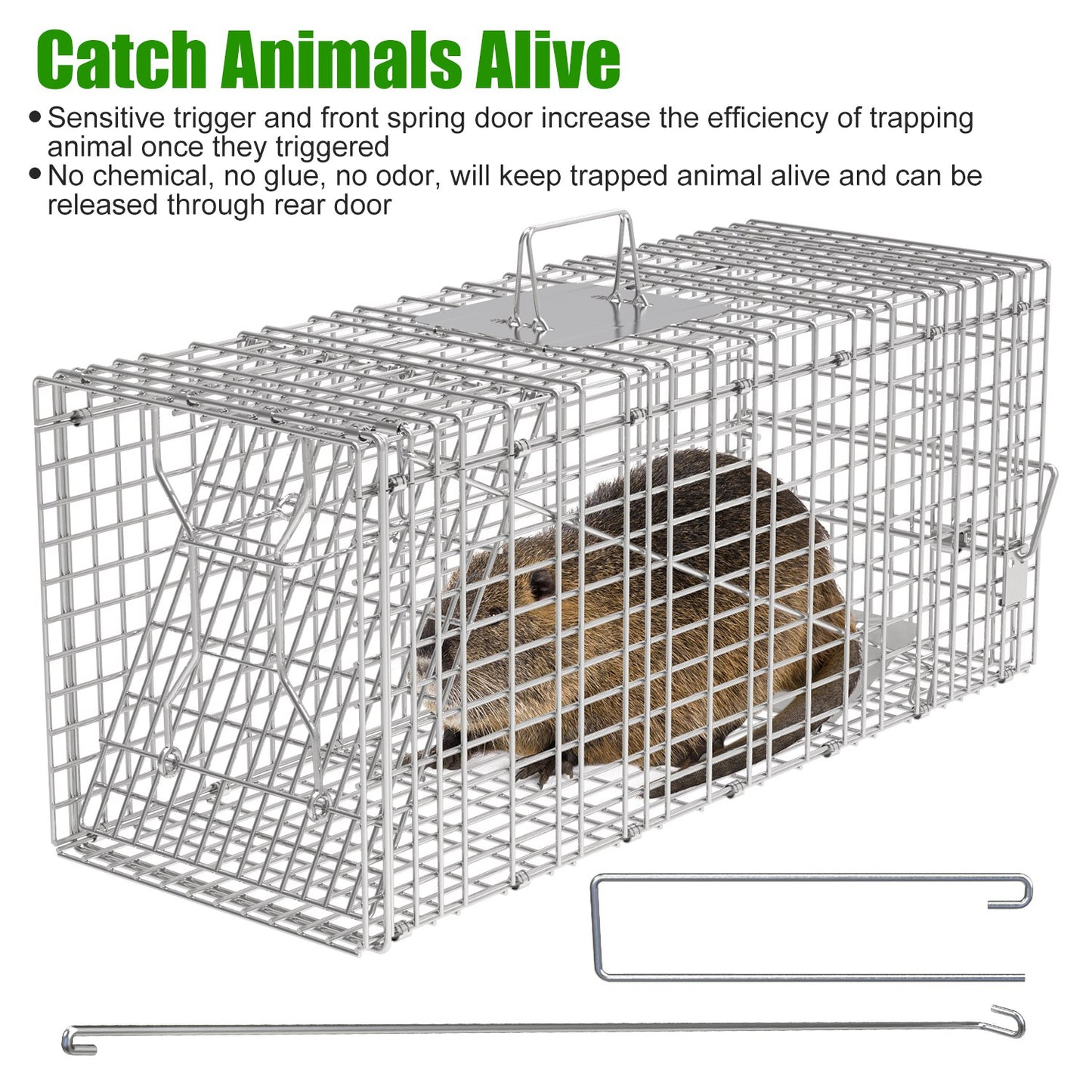 Humane Live Animal Trap Cage with Waterproof Cover - 30.5"
