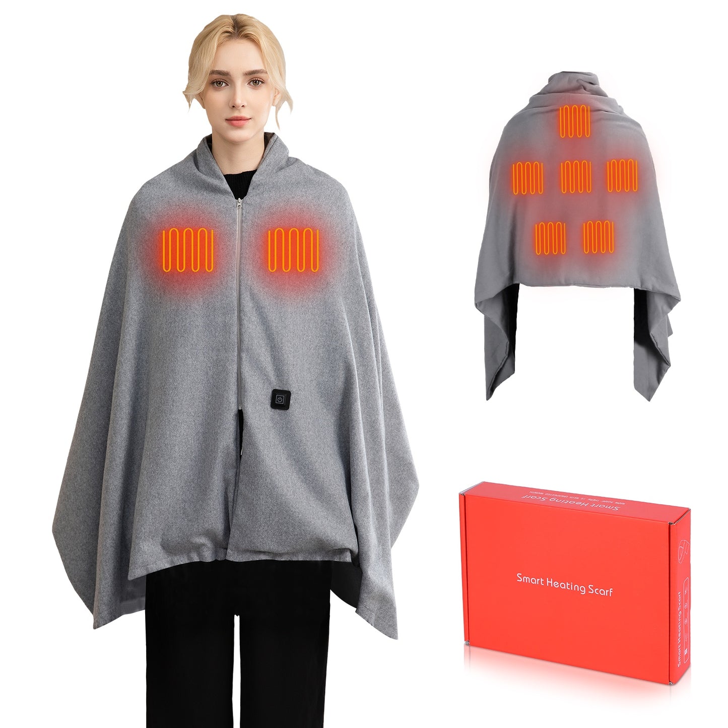 USB Heated Shawl with 3 Heat Levels and Zipper