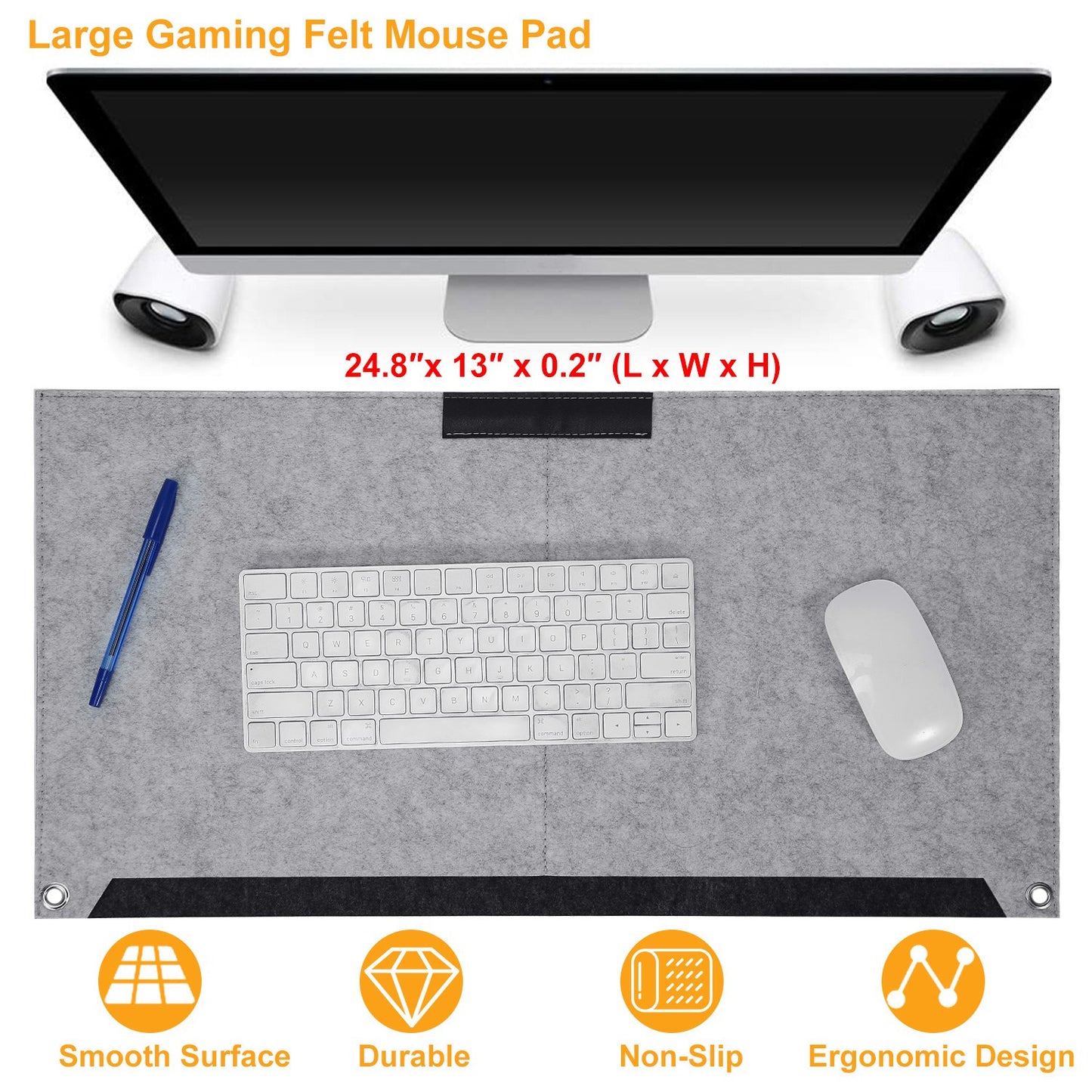 Extended Gaming Mouse Pad with Pen Holder - 24.8 x 13 Inch