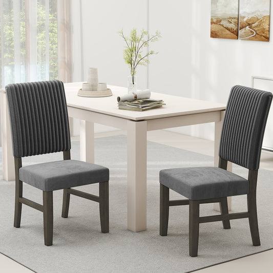 Mid-Century Velvet Dining Chairs Set of 2 - Grey