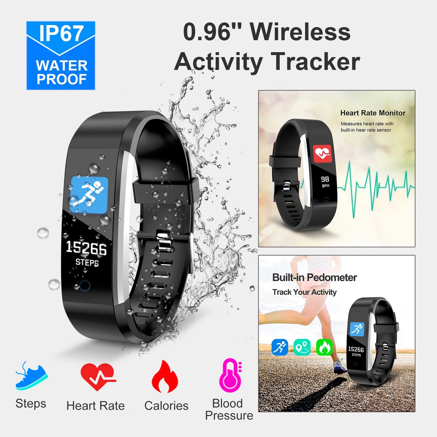 Fitness Tracker with Heart Rate Monitor & Sleep Tracking