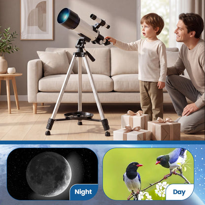 70 MM Aperture Refractor Telescope with Adjustable Tripod-Silver