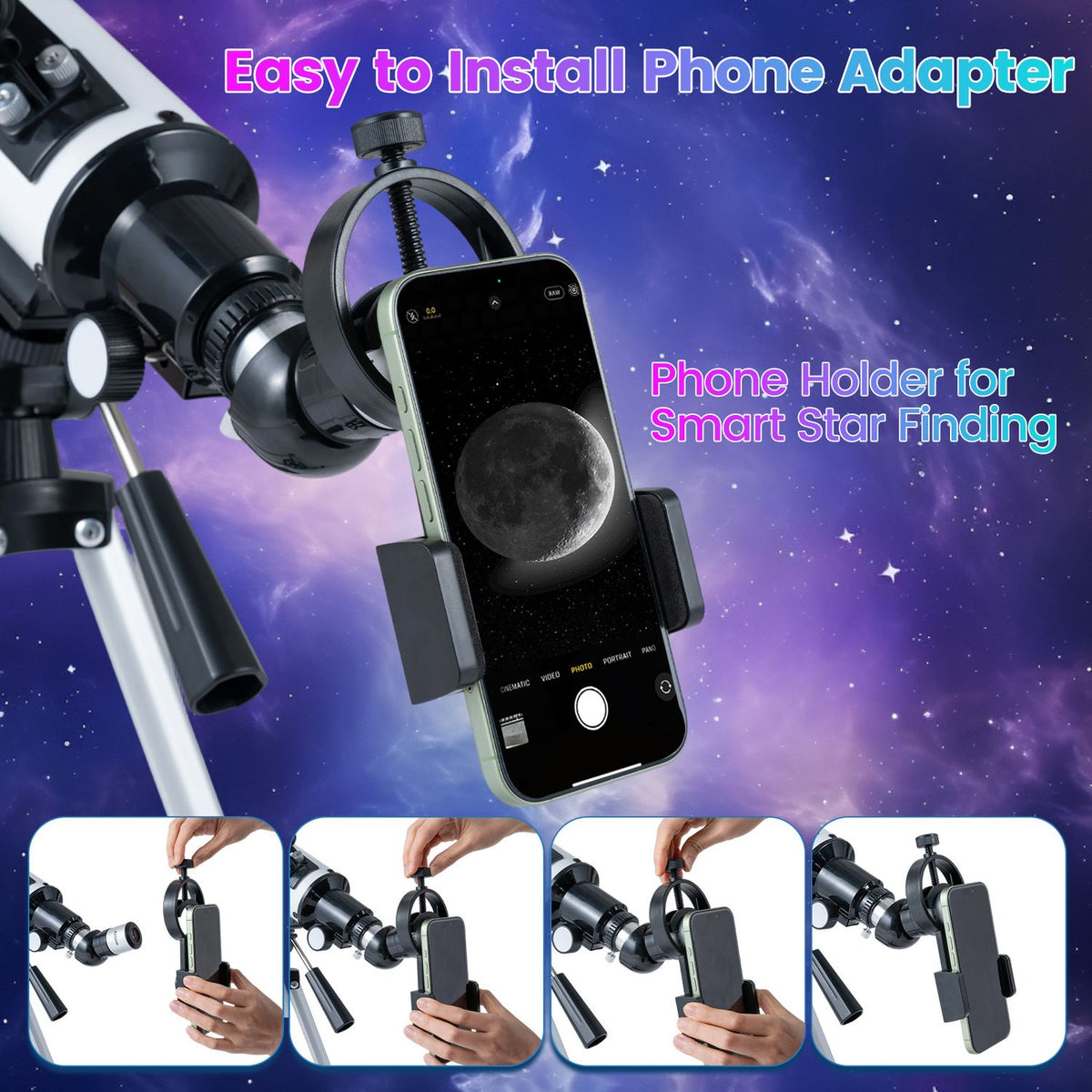 70 MM Aperture Refractor Telescope with Adjustable Tripod-Silver