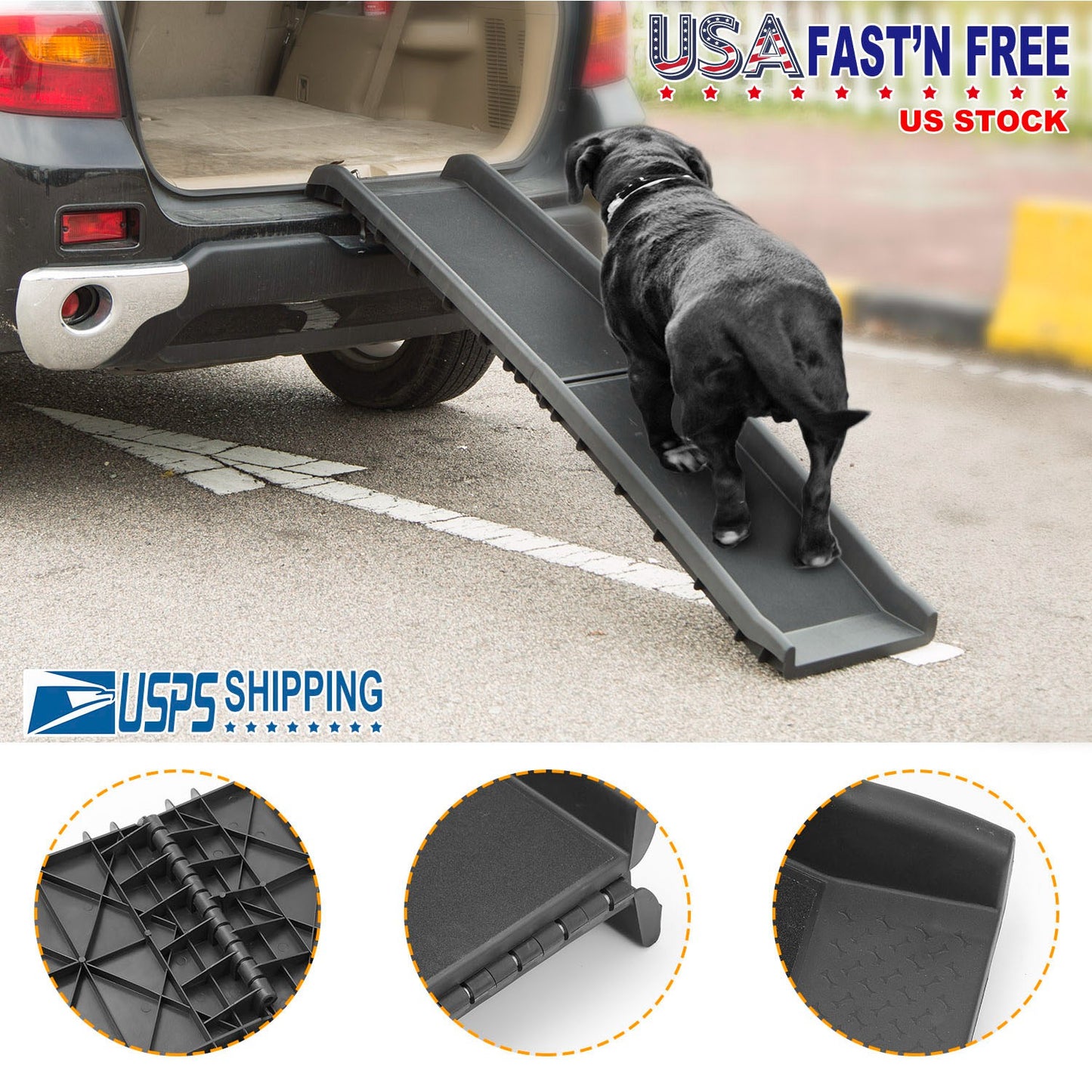 Foldable Dog Ramp for Cars – 176 lbs Capacity, Non-Slip Surface