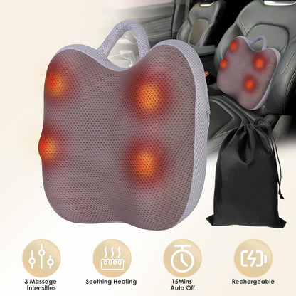 Cordless Shiatsu Back Massager with Heat & Kneading Nodes