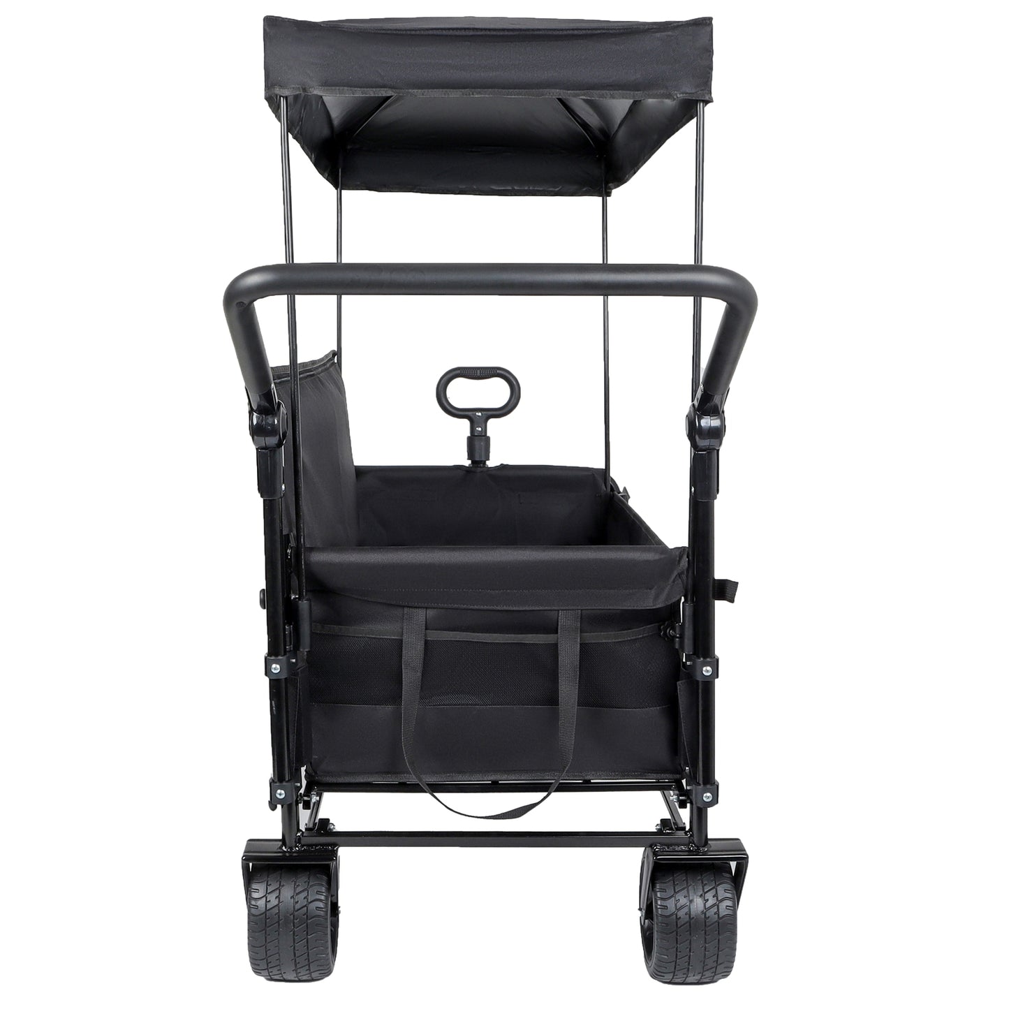 Folding Wagon Cart with Bench Seat & Canopy - 500lbs Capacity