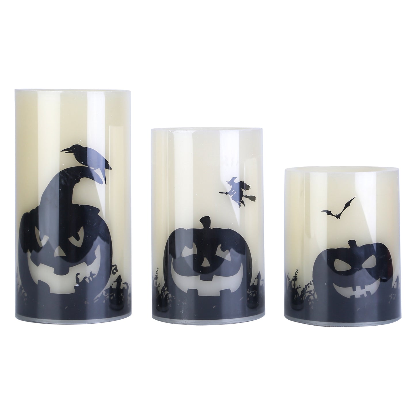 Flameless Halloween Candles with Timer - 3 Pack LED Battery Operated