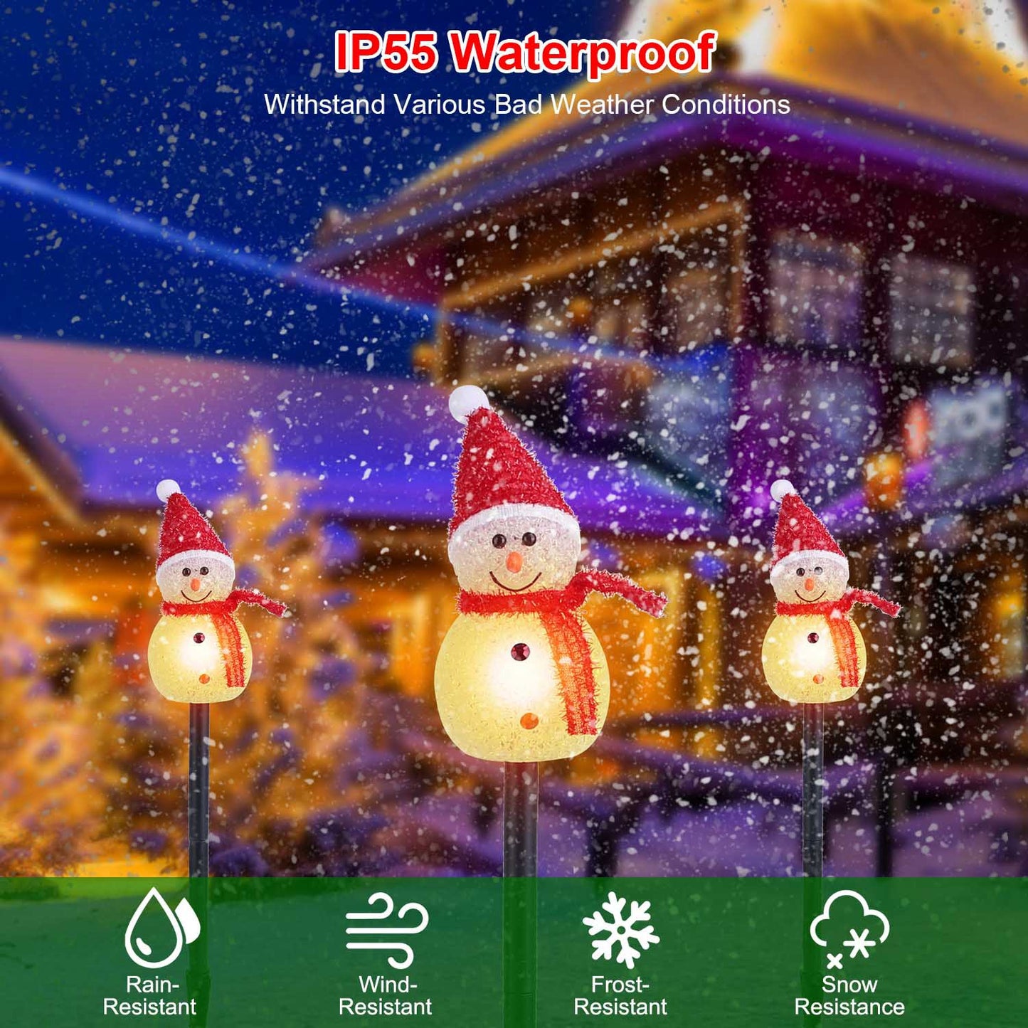 Solar Snowman Stake Light Set - 3 Piece Christmas Decoration