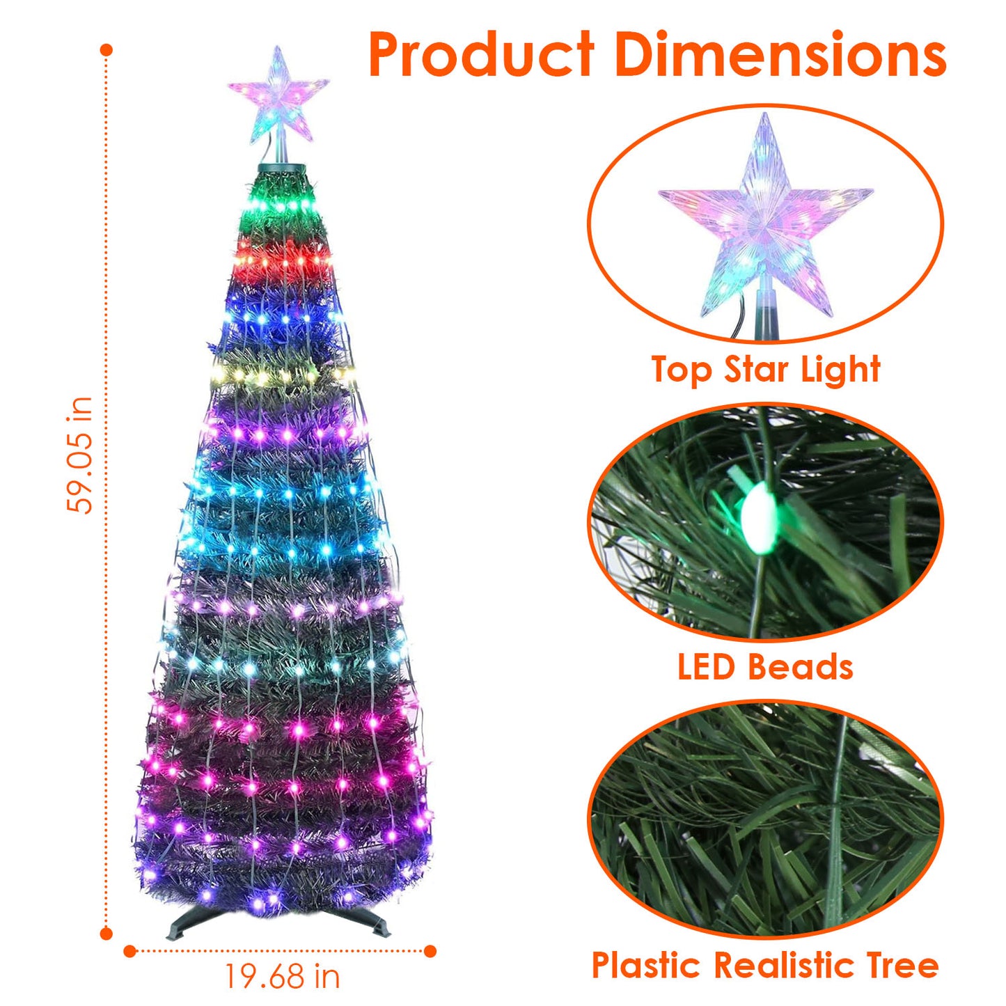 LED Christmas Tree Light 4.9FT with App & Remote Control