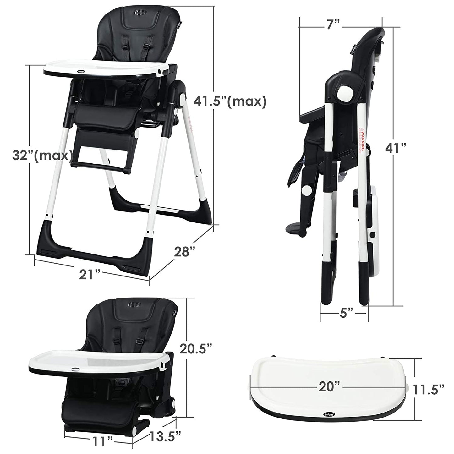 4-in-1 High Chair with Adjustable Height and Recline