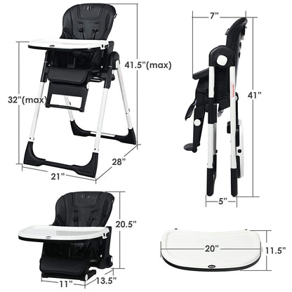4-in-1 High Chair with Adjustable Height and Recline