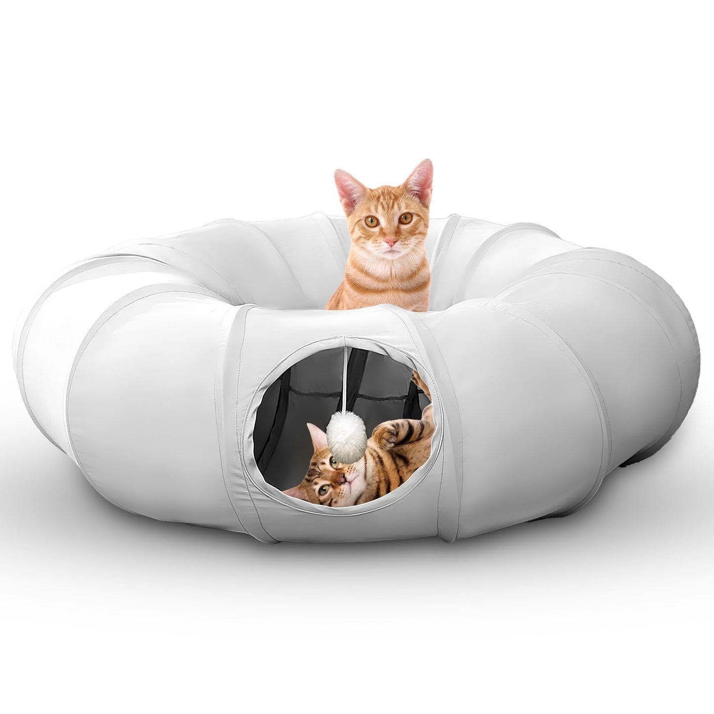 Cat Tunnel Bed with Interactive Balls & Cooling Mat