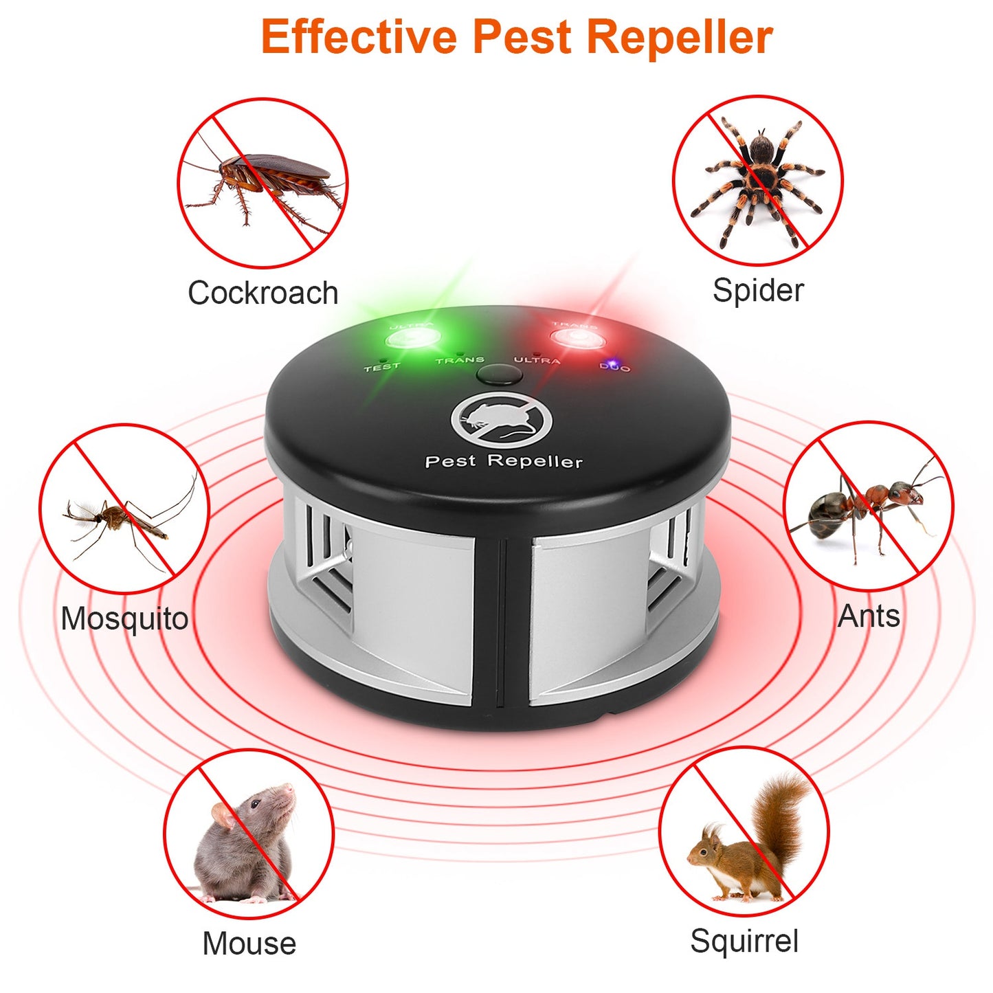 Ultrasonic Pest Repeller with 4 Modes for Indoor Use