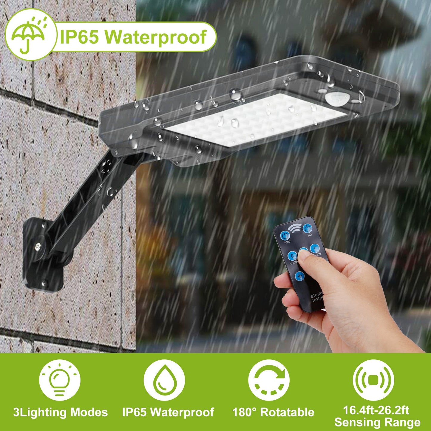 Solar Wall Light with Motion Sensor & Remote Control - 60 LED