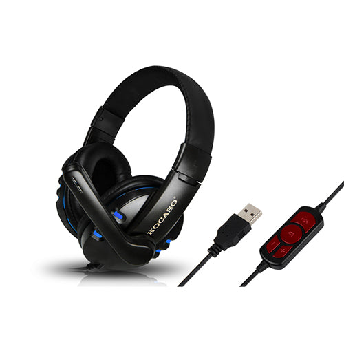 Dynamic Stereo Headphones with Adjustable Mic - Blue