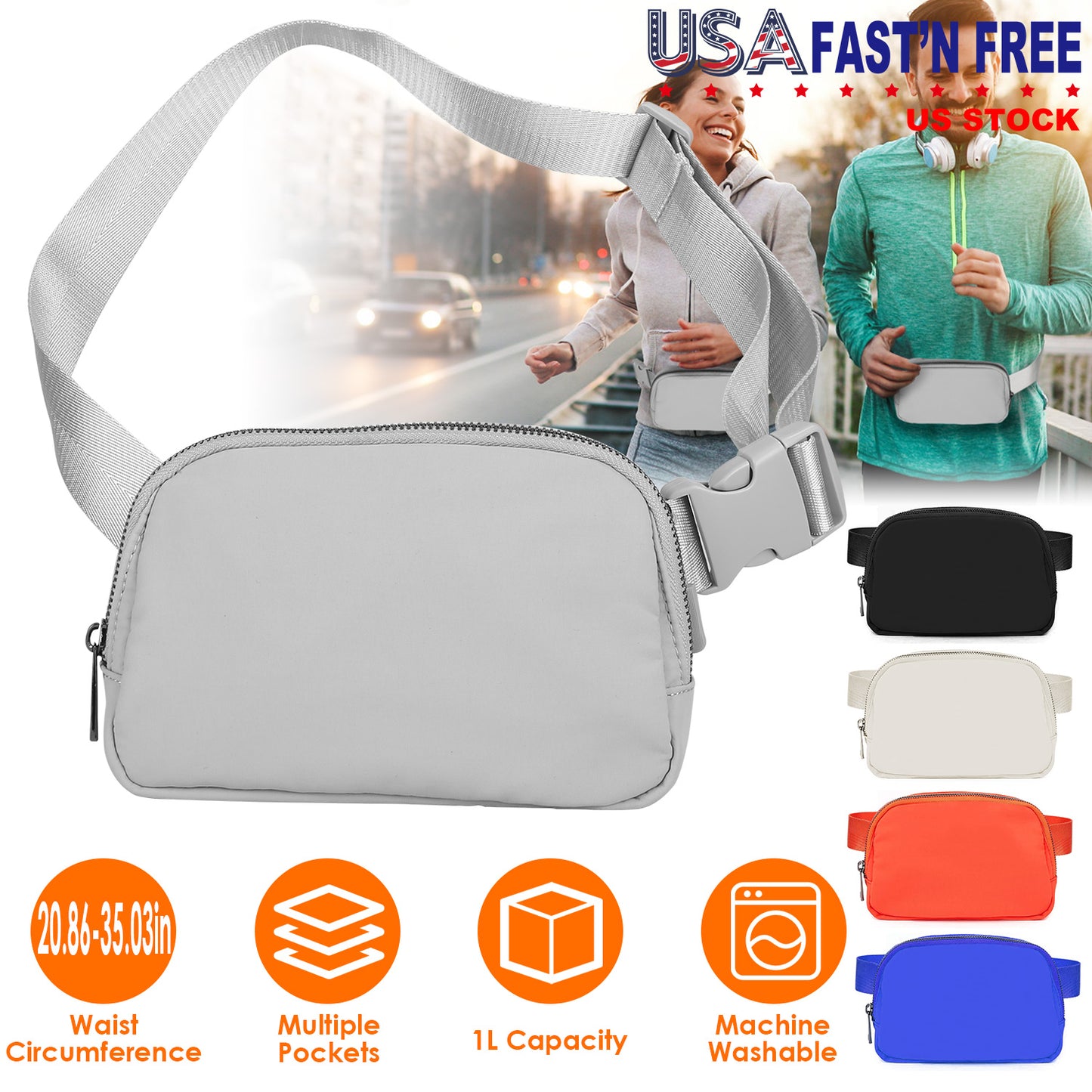 Unisex Sport Waist Pack with Multiple Pockets