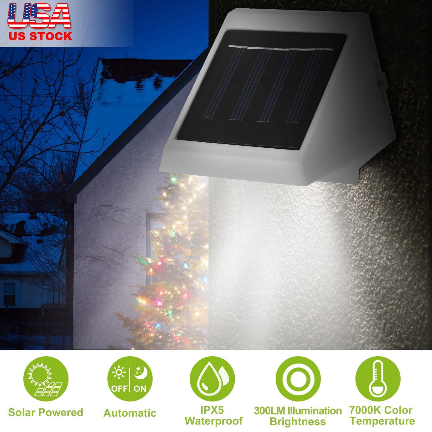 Solar Powered Stair Light with Auto Dusk-to-Dawn Sensor