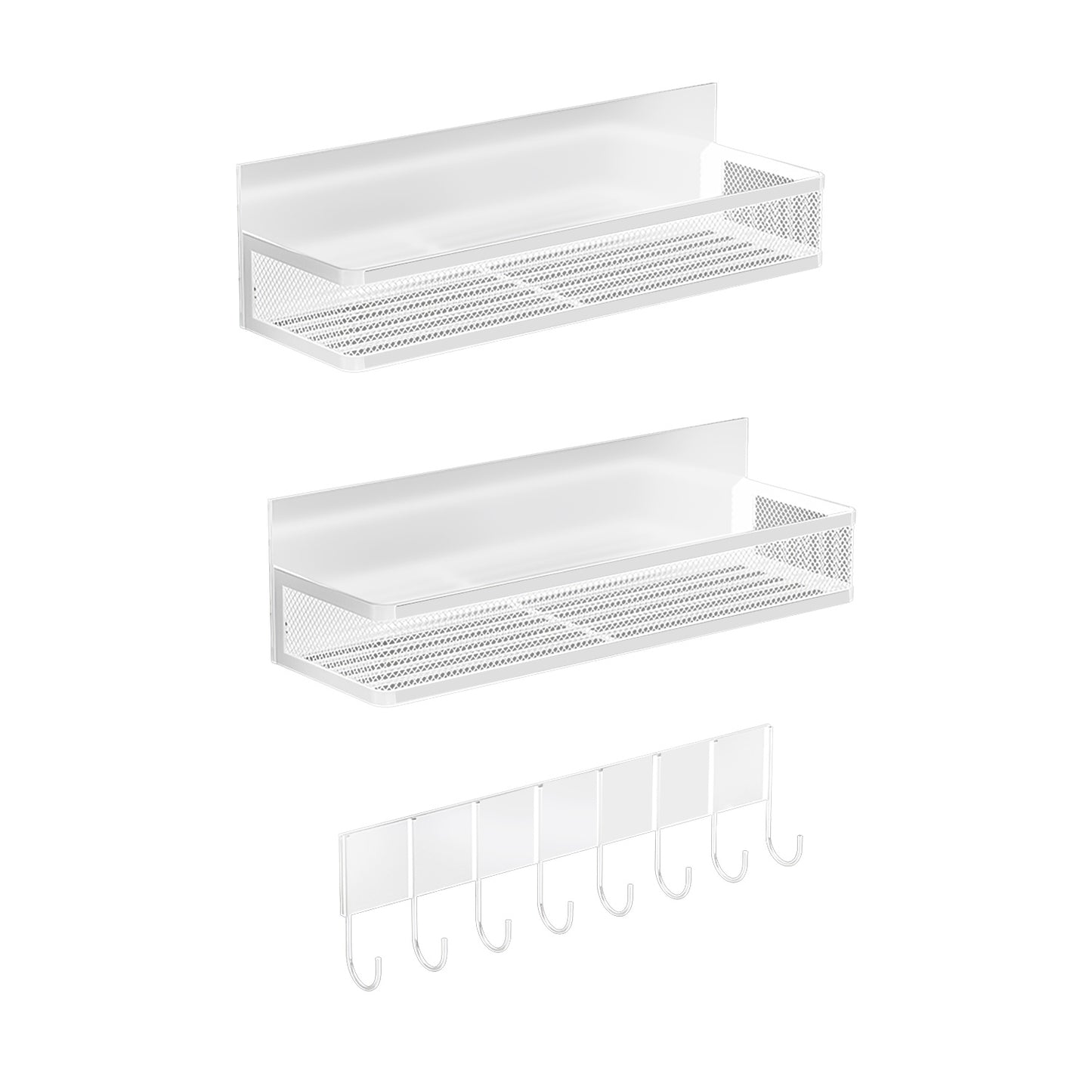 Magnetic Spice Rack 3-Pack with Hooks for Fridge Storage