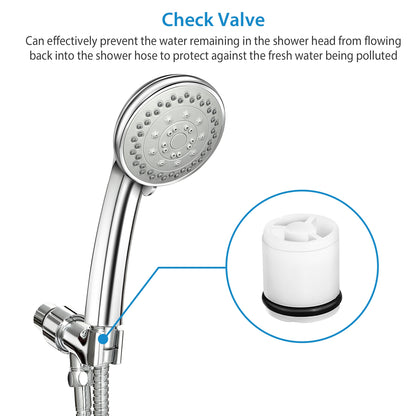 Handheld Shower Head with 5 Spray Settings & Steel Hose