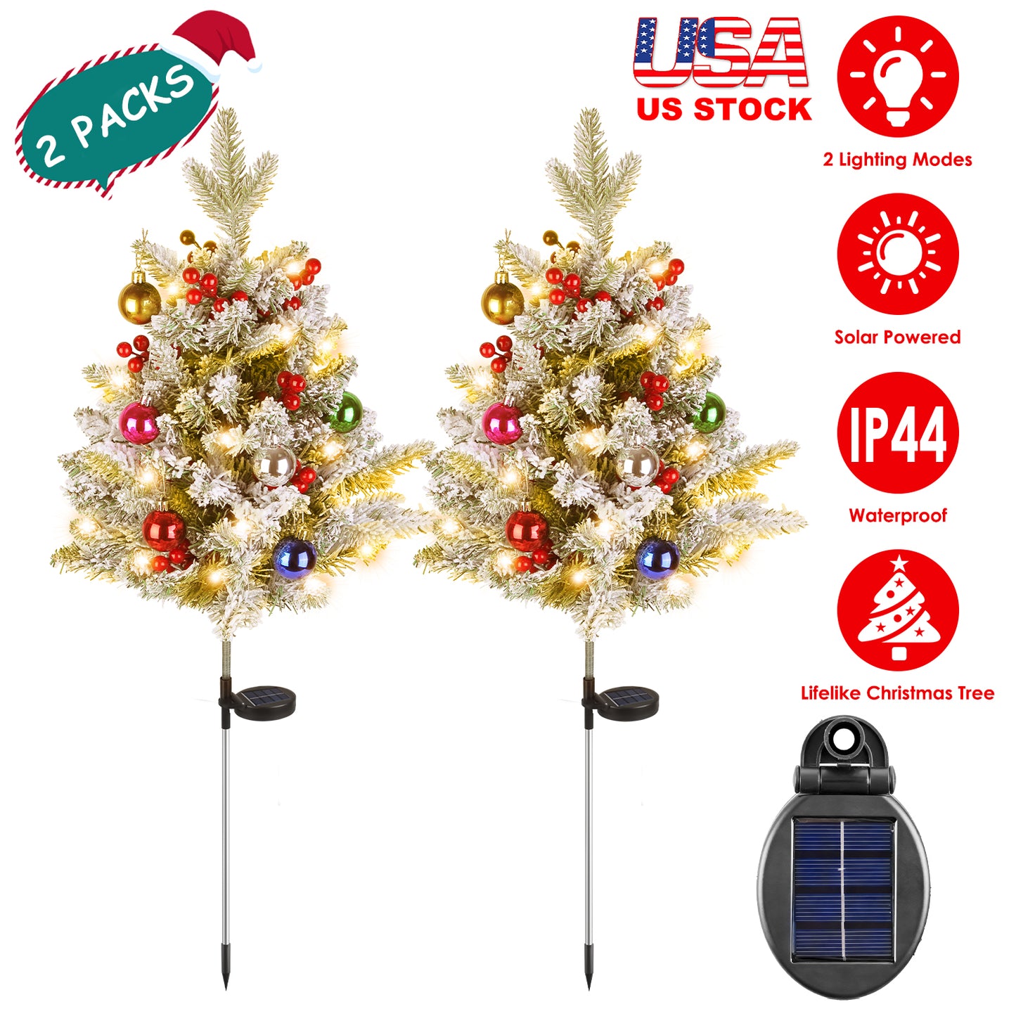 Battery Powered LED Christmas Tree Urn Filler - 2 Pack