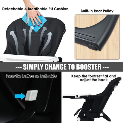 4-in-1 High Chair with Adjustable Height and Recline