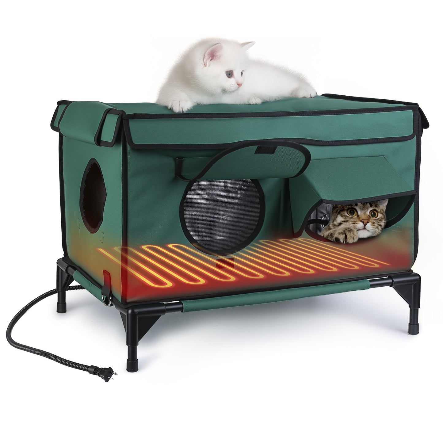 Heated Cat House Outdoor Waterproof Insulated Shelter