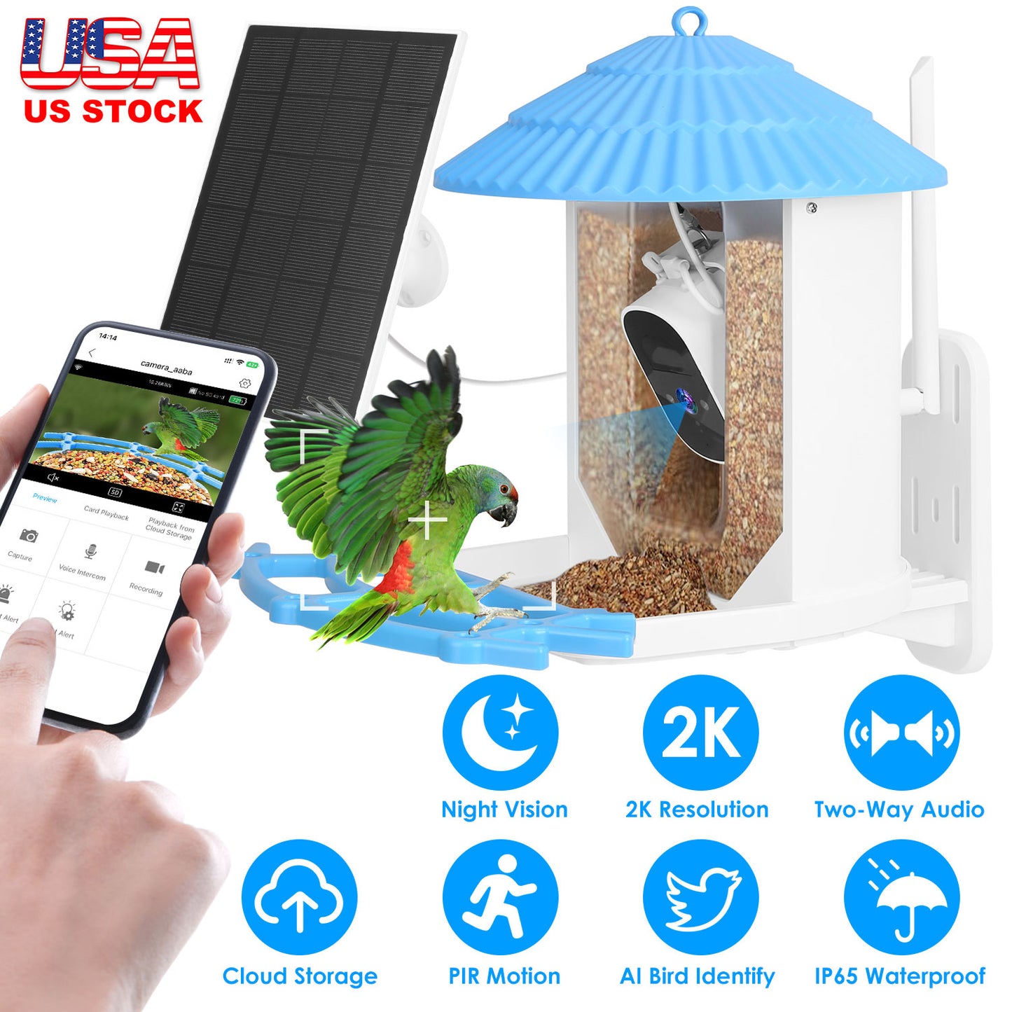 Solar Powered Smart Bird Feeder with 2K Camera & AI Identification