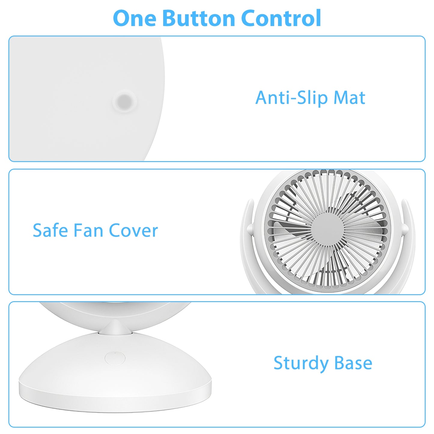 Rechargeable Desk Fan with 4 Speeds and Auto Oscillation
