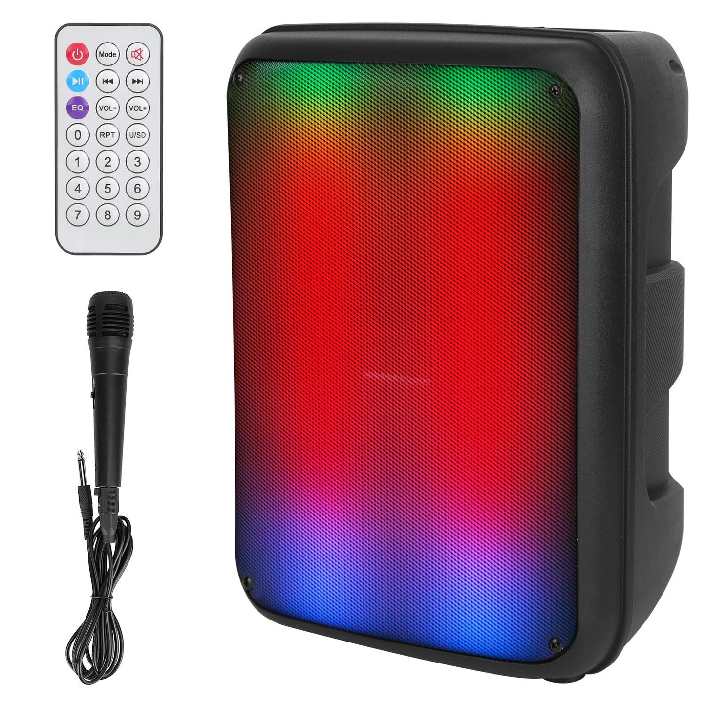 Portable Bluetooth Party Speaker 8" with RGB Lights & Karaoke
