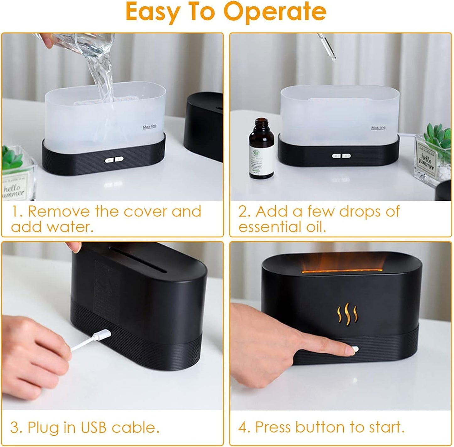 3D Flame Air Aroma Humidifier