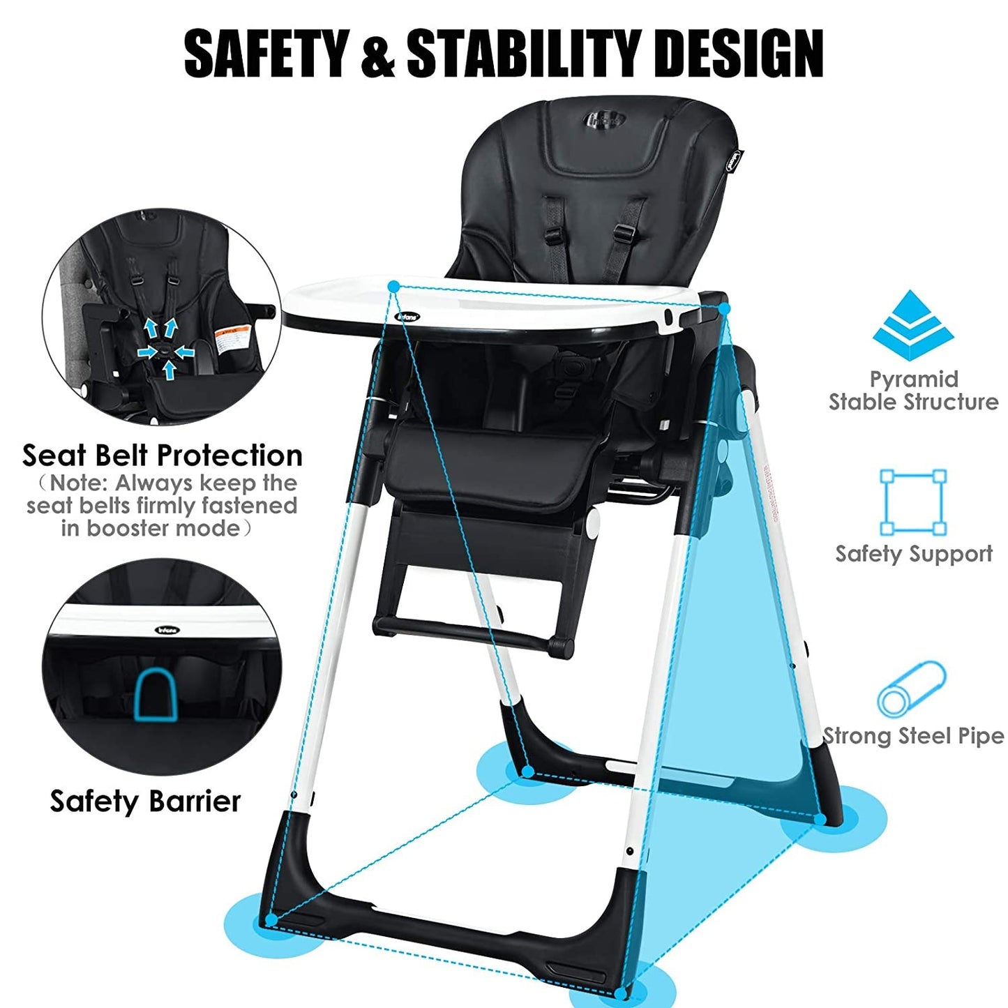 4-in-1 High Chair with Adjustable Height and Recline